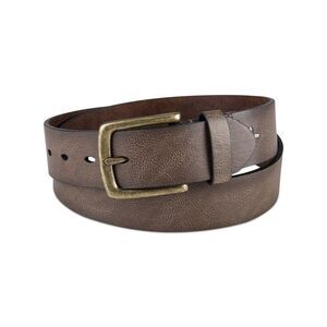 SUN STONE Mens Brown Embroidered Logo Faux Leather Casual Belt M 34-36